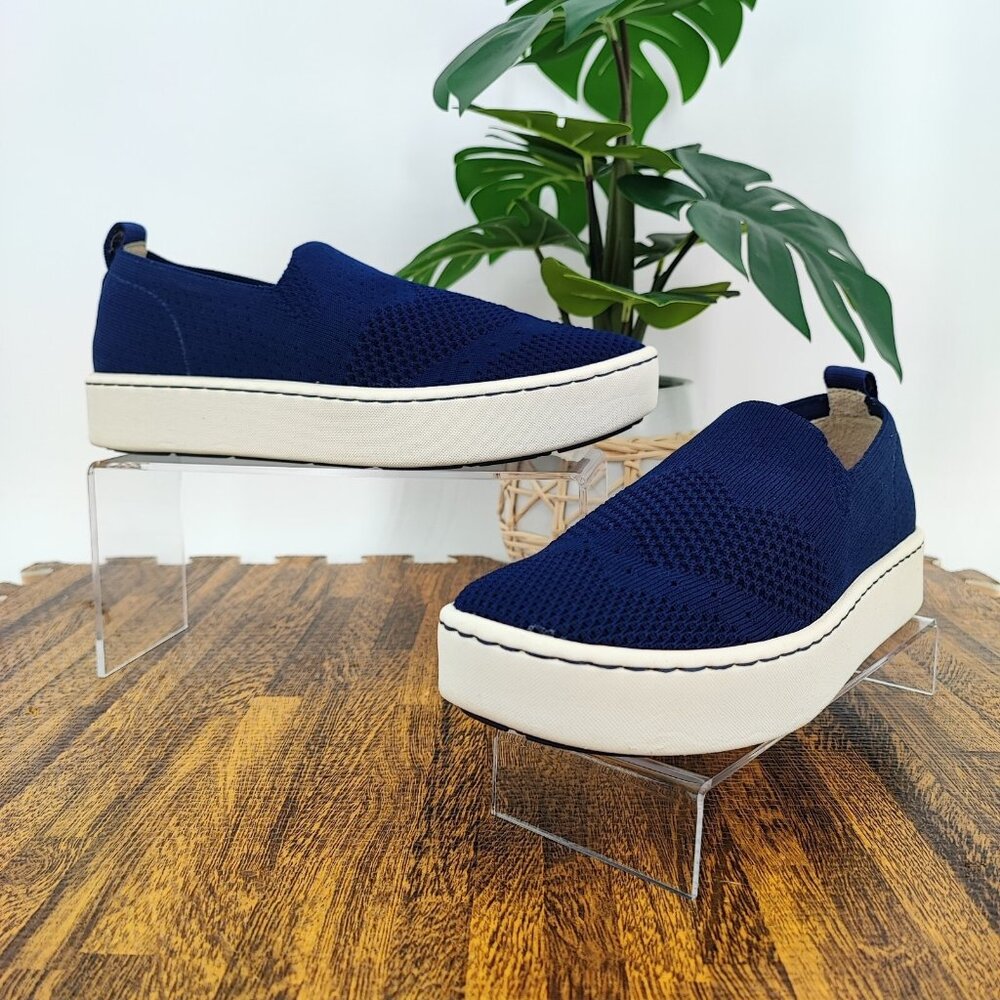 Women’s Navy Knit Slip-On Platform Sneakers